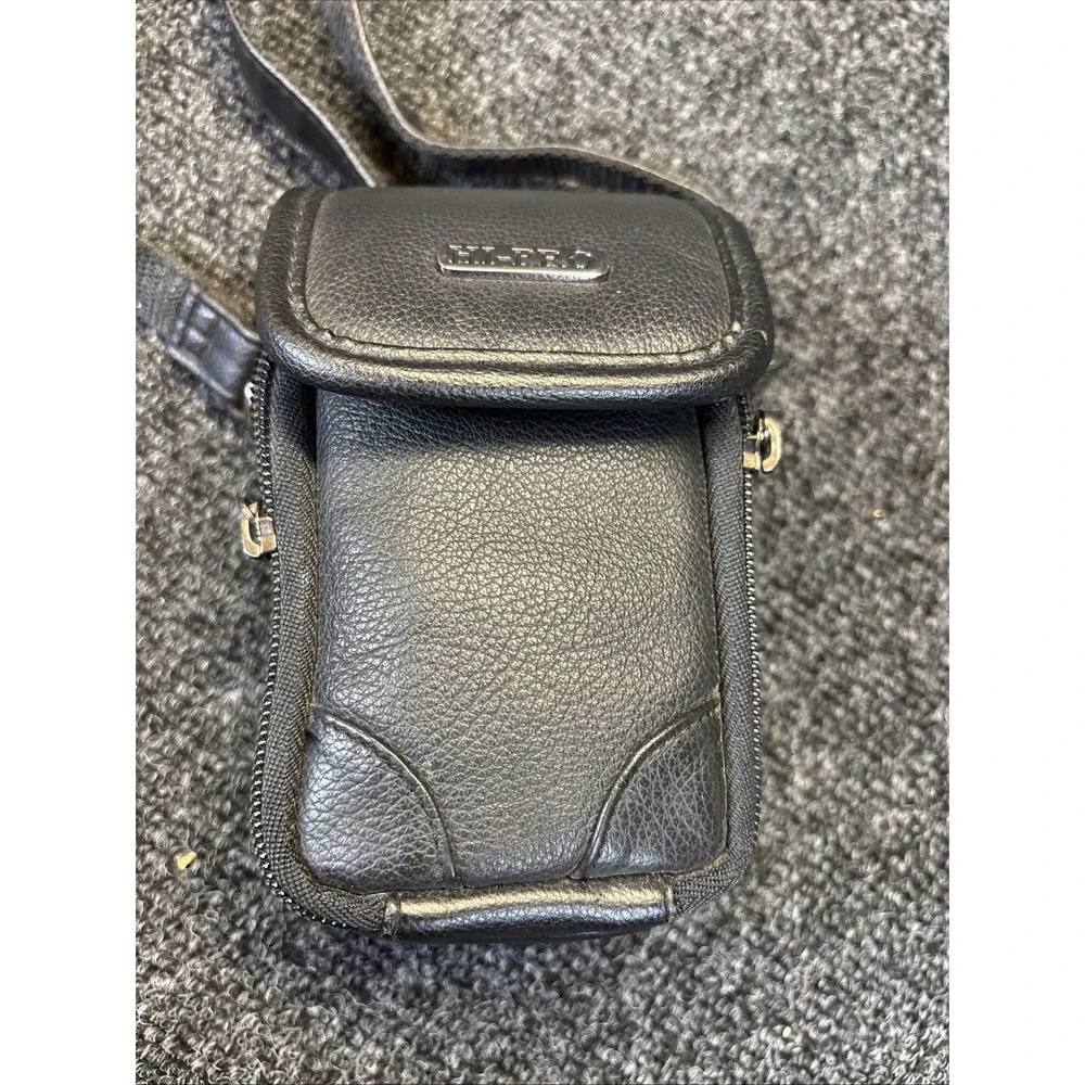 Hi-Pro~Black Padded Leather Camera Carry Bag with Shoulder Strap
